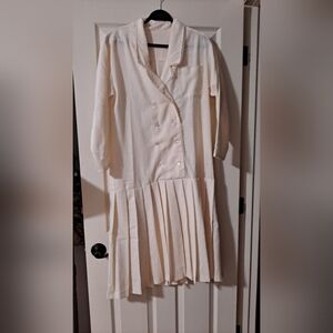 Vintage Pleated Linen Dropwaist Dress